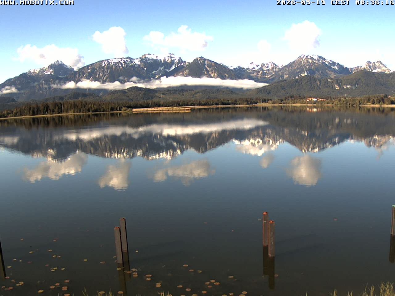 Archived image Webcam Hopfensee: View from Restaurant Fischerhütte