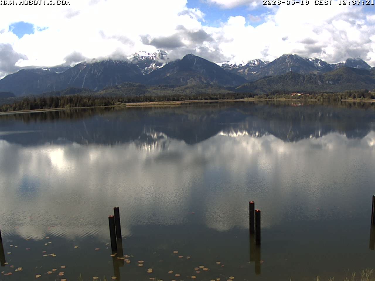 Archived image Webcam Hopfensee: View from Restaurant Fischerhütte