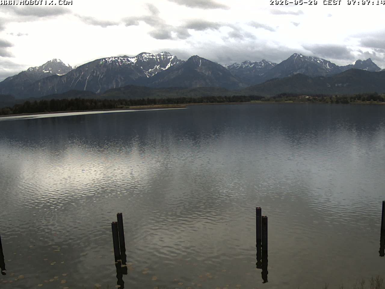 Archived image Webcam Hopfensee: View from Restaurant Fischerhütte