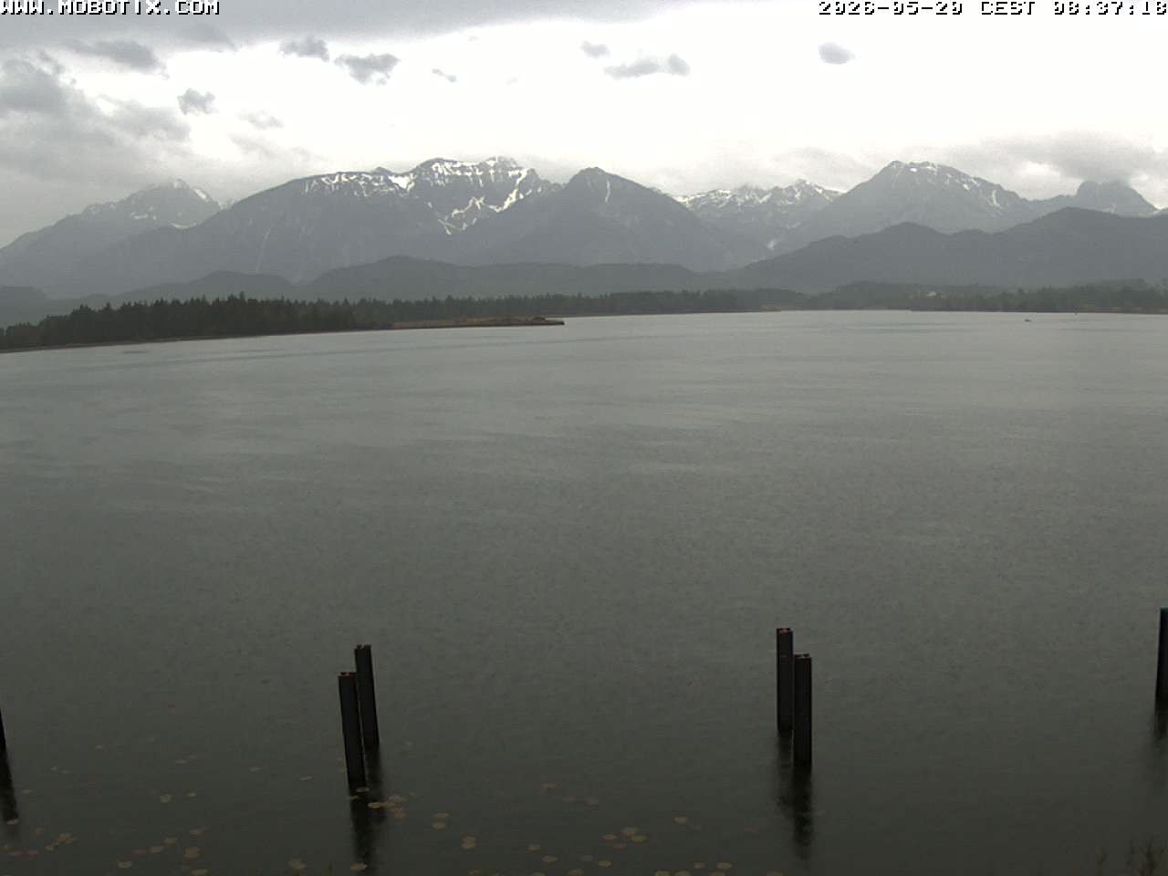 Archived image Webcam Hopfensee: View from Restaurant Fischerhütte