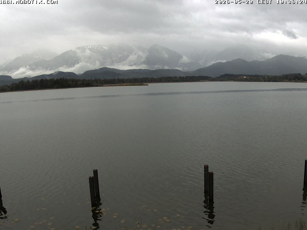Archived image Webcam Hopfensee: View from Restaurant Fischerhütte