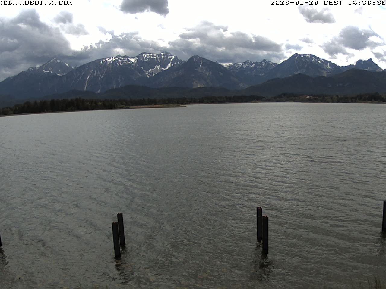 Archived image Webcam Hopfensee: View from Restaurant Fischerhütte