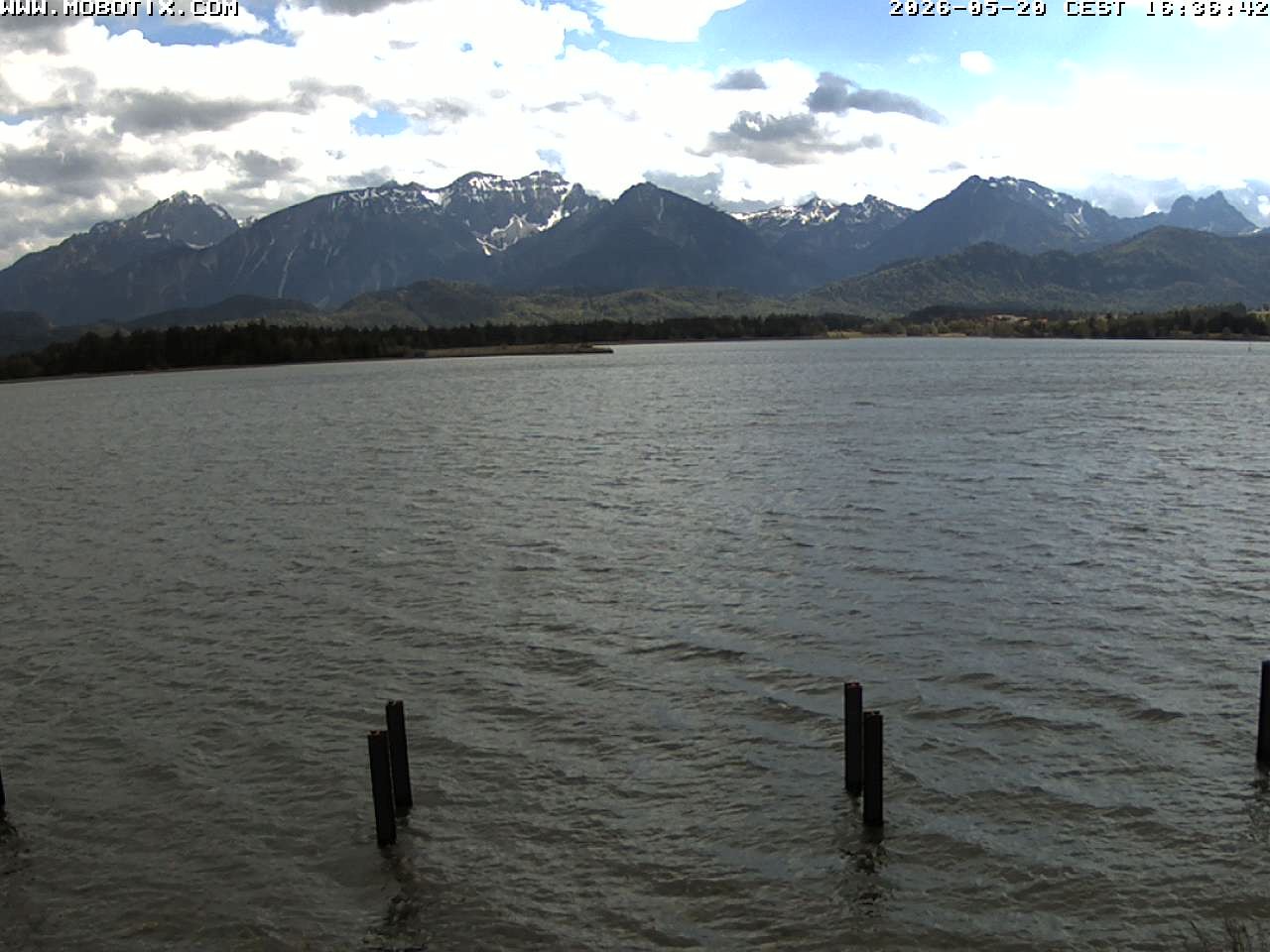 Archived image Webcam Hopfensee: View from Restaurant Fischerhütte