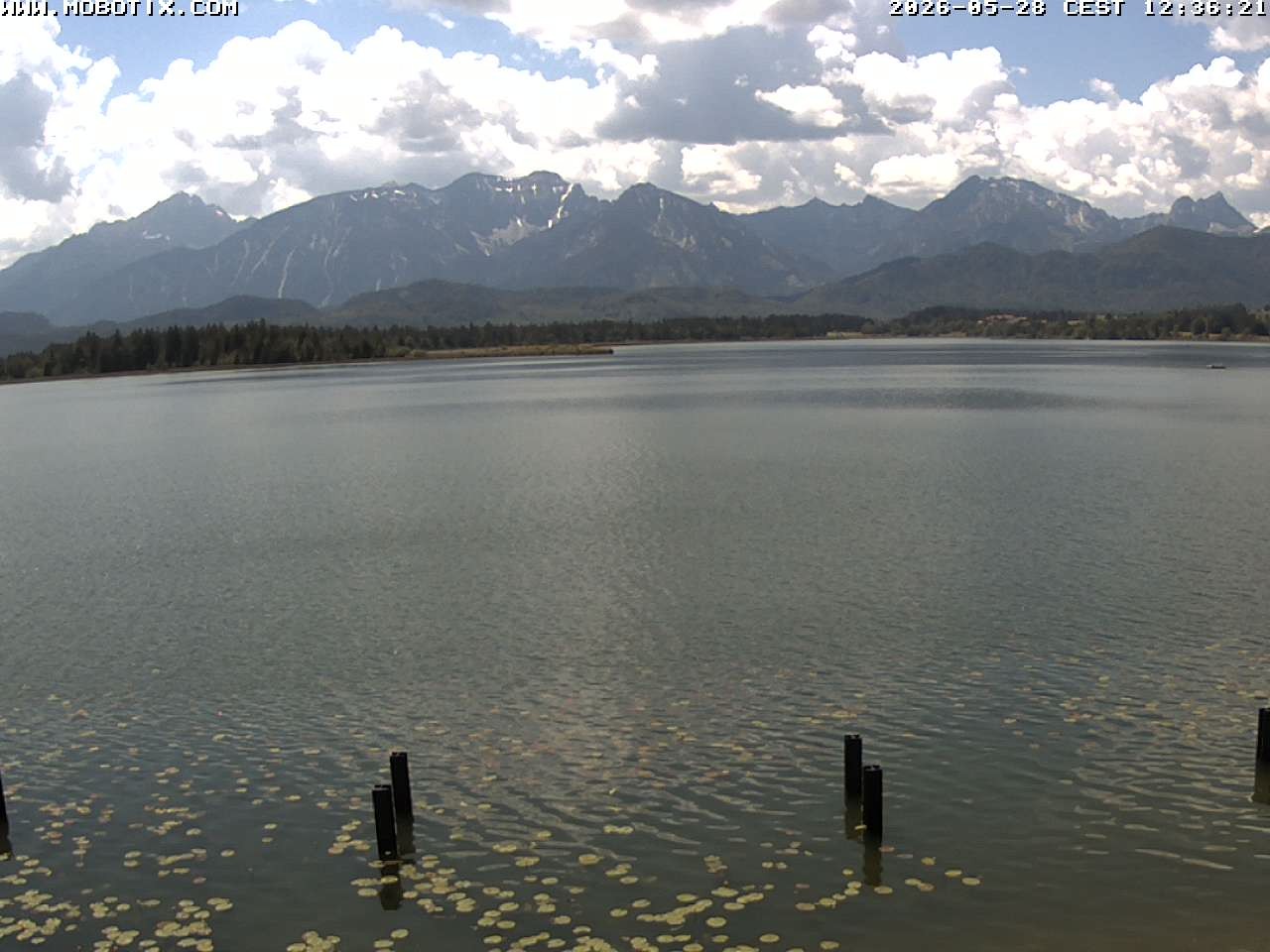 Archived image Webcam Hopfensee: View from Restaurant Fischerhütte