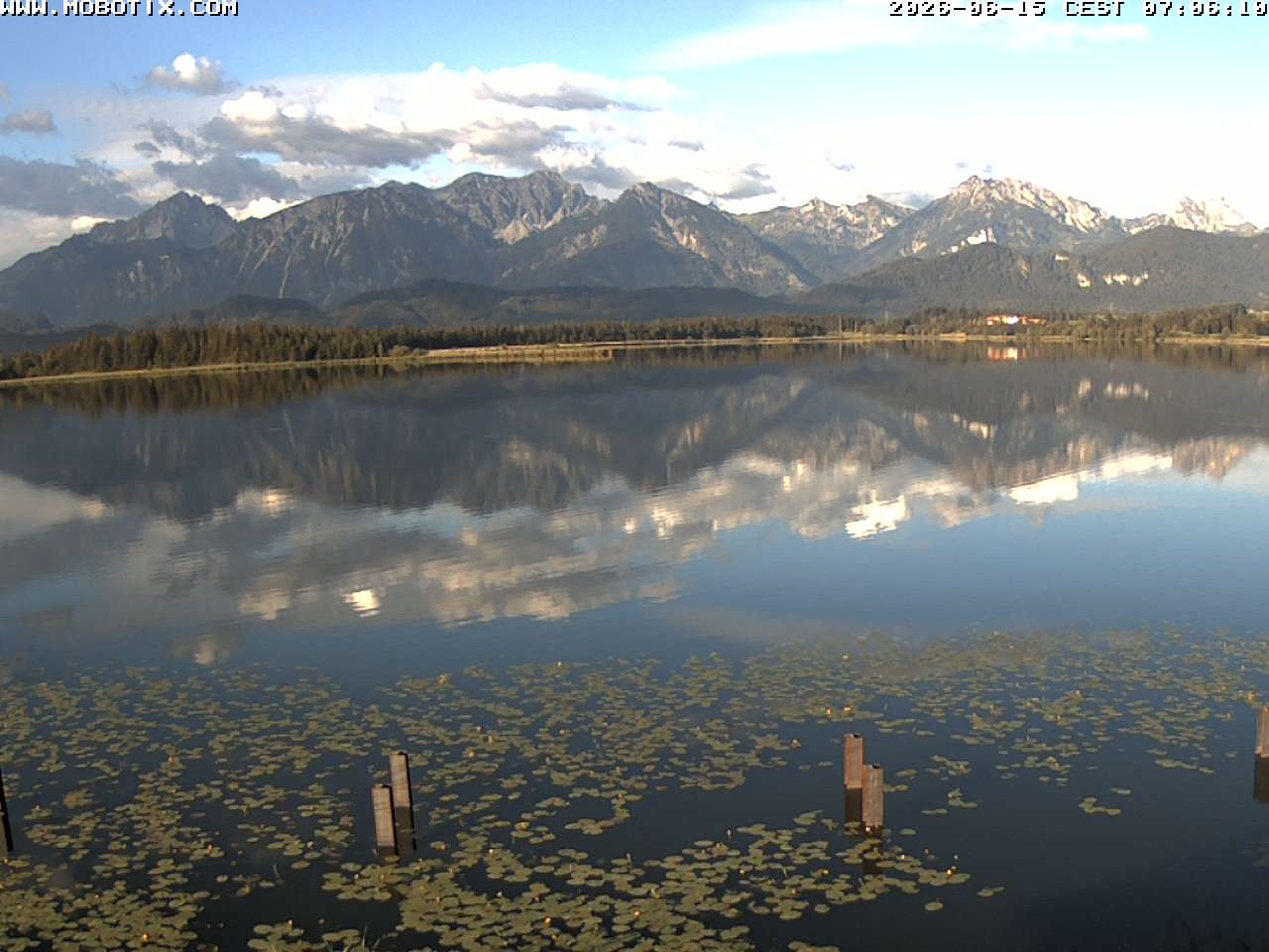 Archived image Webcam Hopfensee: View from Restaurant Fischerhütte