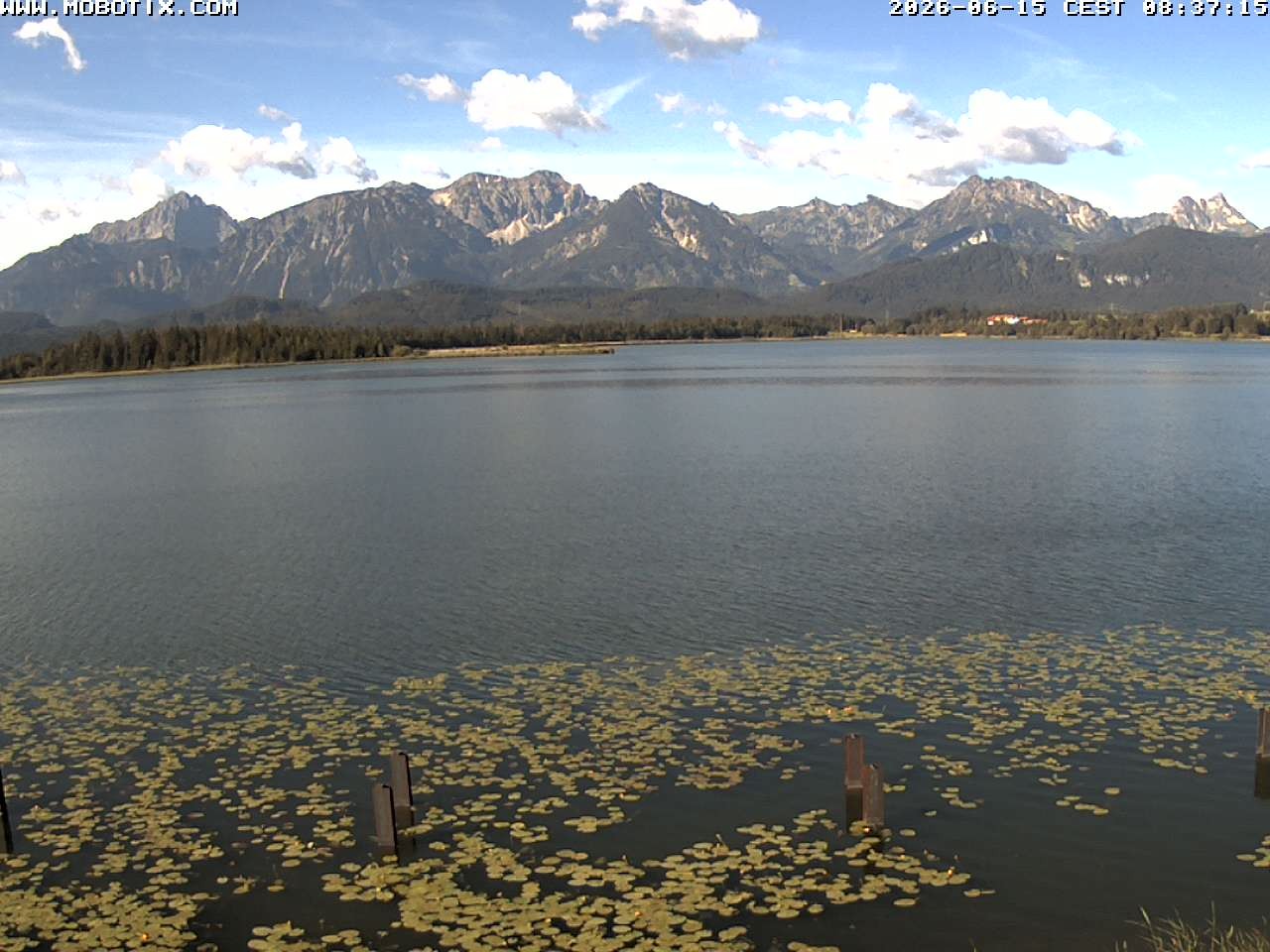 Archived image Webcam Hopfensee: View from Restaurant Fischerhütte
