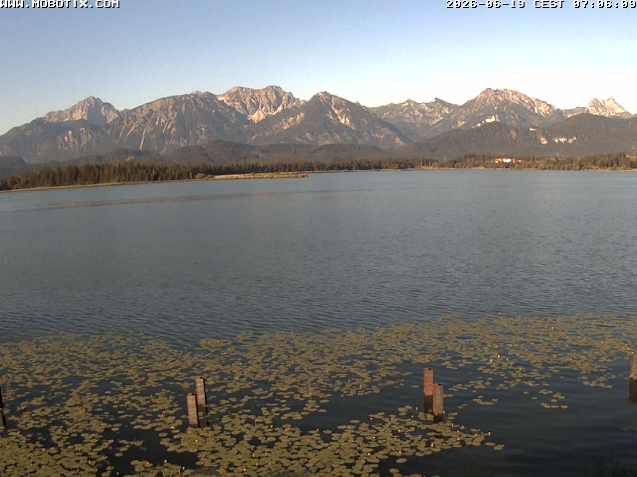 Archived image Webcam Hopfensee: View from Restaurant Fischerhütte