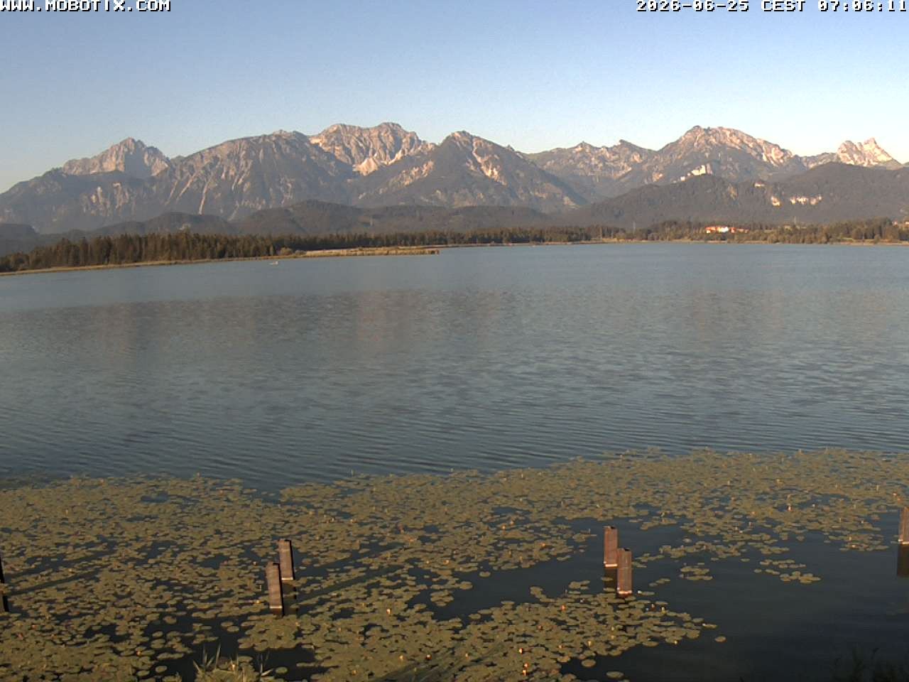 Archived image Webcam Hopfensee: View from Restaurant Fischerhütte