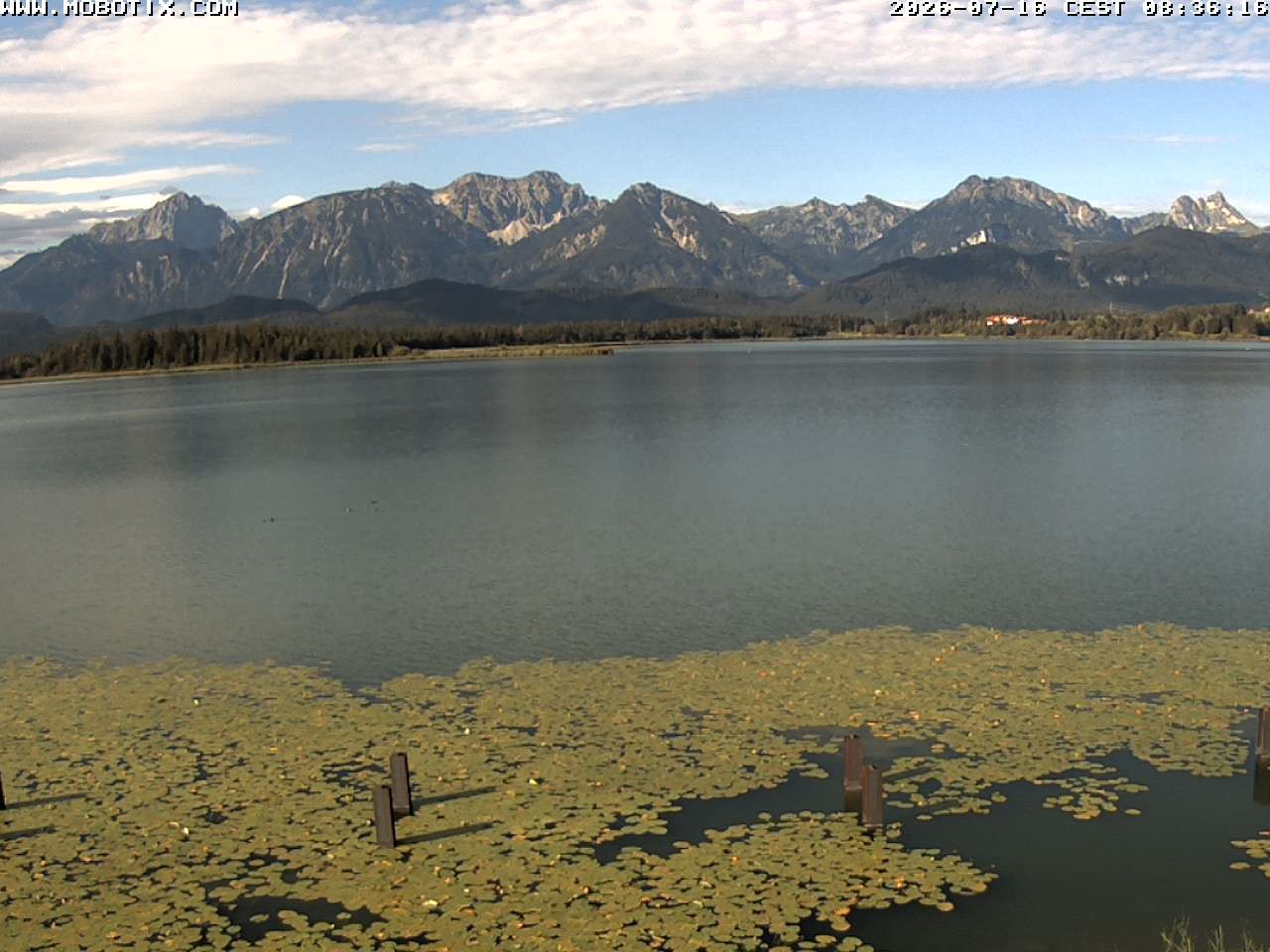 Archived image Webcam Hopfensee: View from Restaurant Fischerhütte