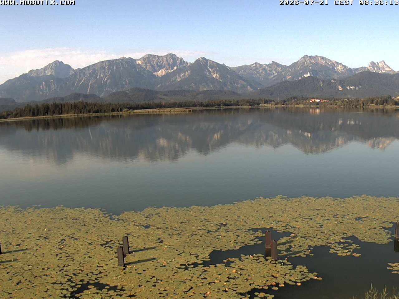 Archived image Webcam Hopfensee: View from Restaurant Fischerhütte