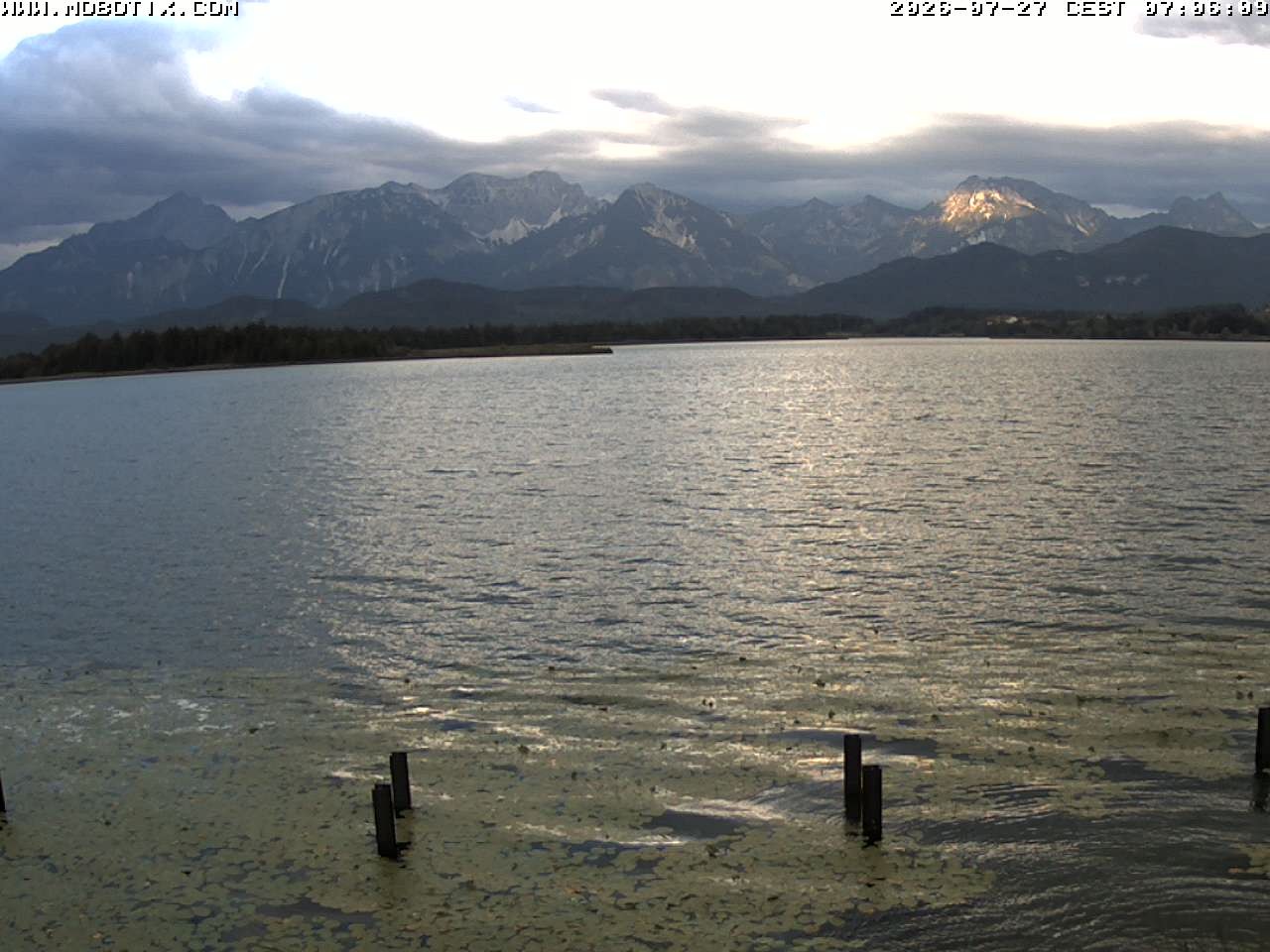 Archived image Webcam Hopfensee: View from Restaurant Fischerhütte