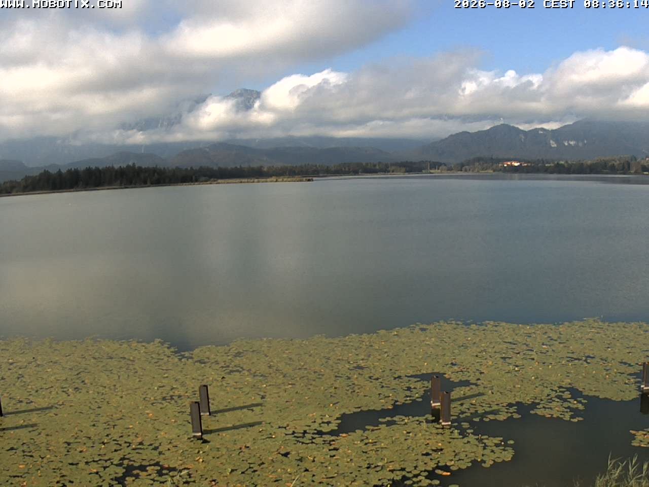 Archived image Webcam Hopfensee: View from Restaurant Fischerhütte