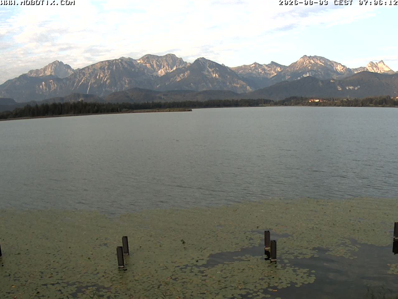 Archived image Webcam Hopfensee: View from Restaurant Fischerhütte