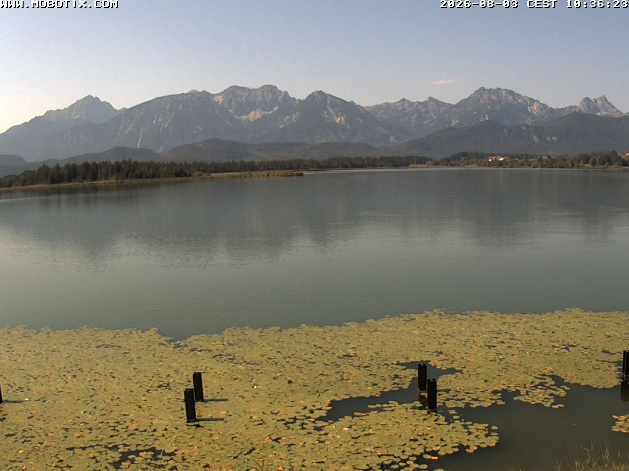 Archived image Webcam Hopfensee: View from Restaurant Fischerhütte