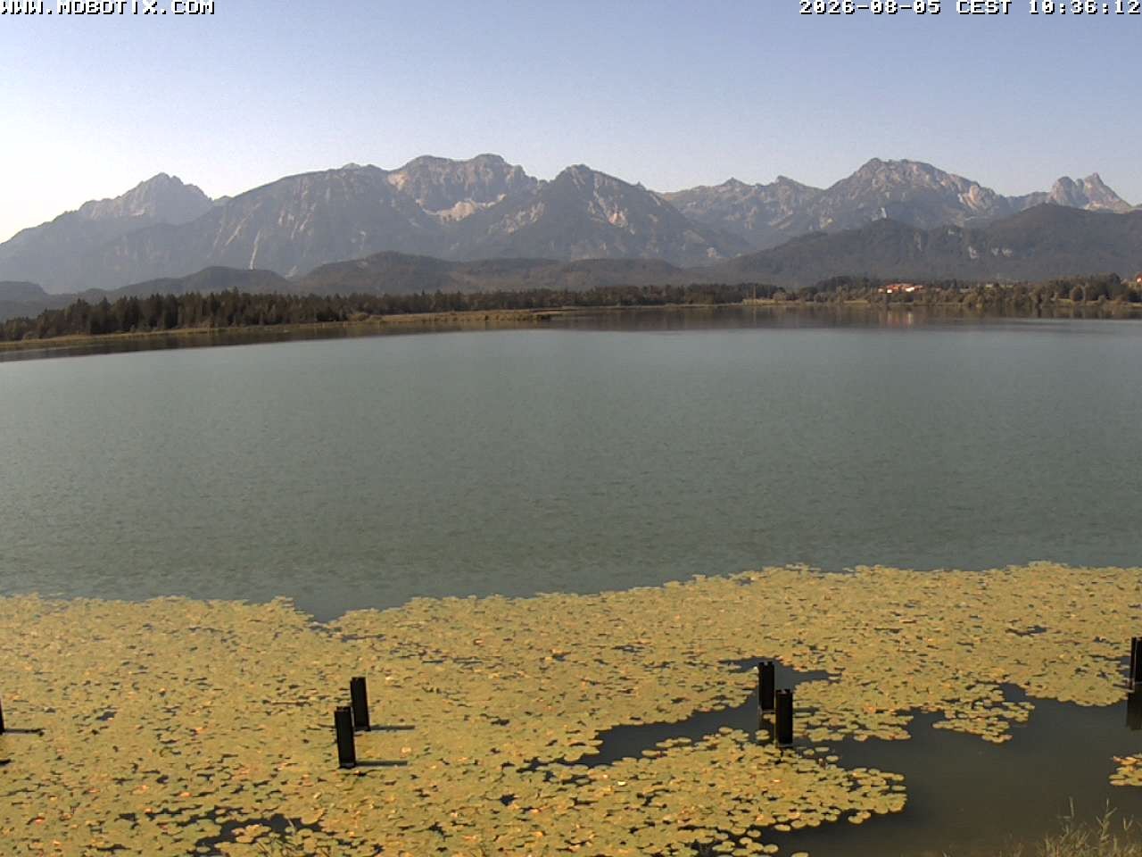 Archived image Webcam Hopfensee: View from Restaurant Fischerhütte