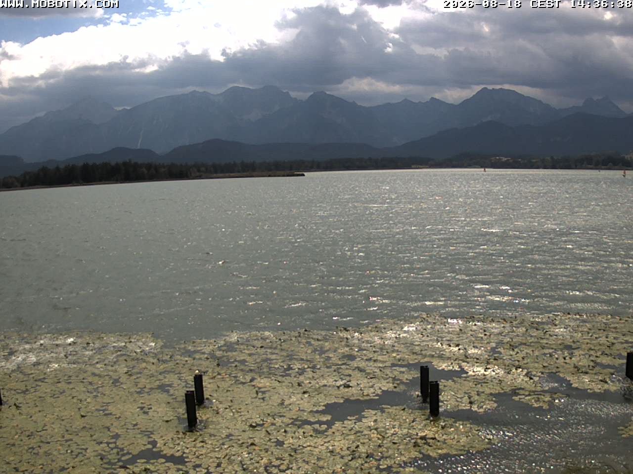Archived image Webcam Hopfensee: View from Restaurant Fischerhütte