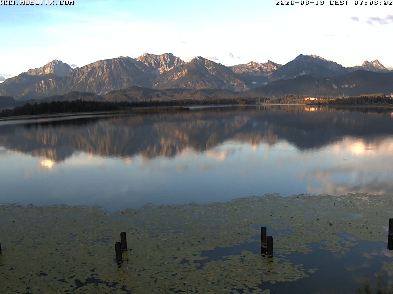Archived image Webcam Hopfensee: View from Restaurant Fischerhütte