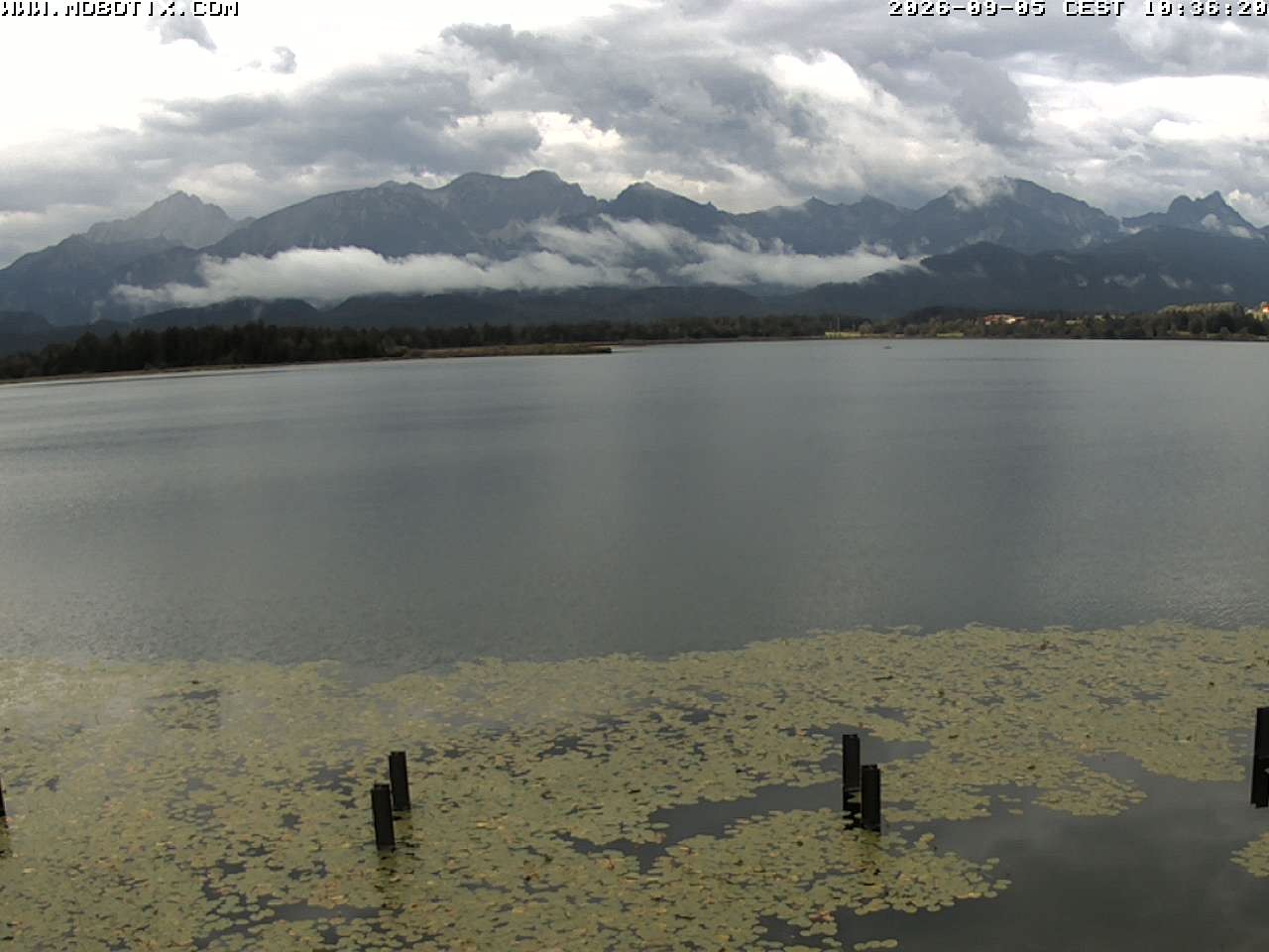 Archived image Webcam Hopfensee: View from Restaurant Fischerhütte