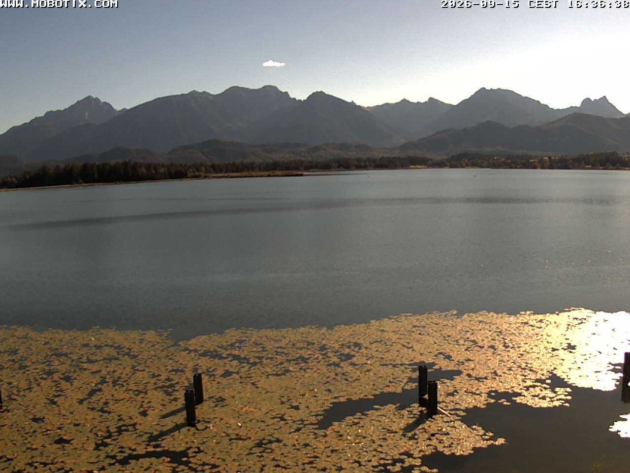 Archived image Webcam Hopfensee: View from Restaurant Fischerhütte