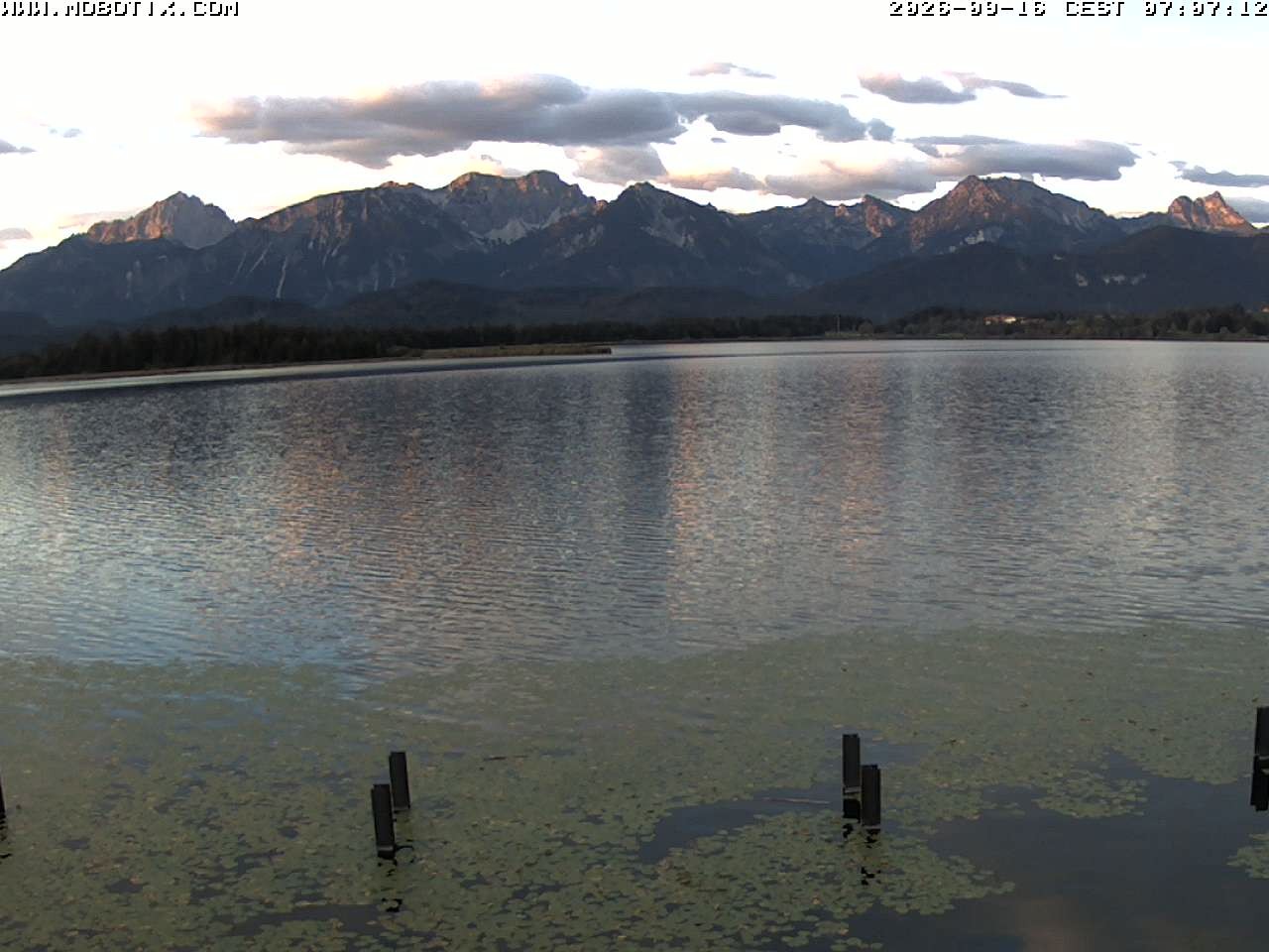 Archived image Webcam Hopfensee: View from Restaurant Fischerhütte