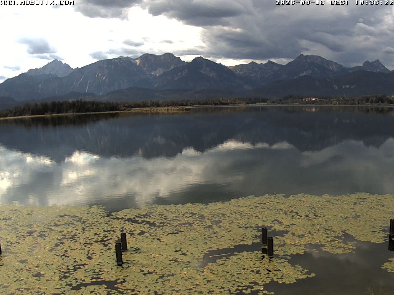 Archived image Webcam Hopfensee: View from Restaurant Fischerhütte