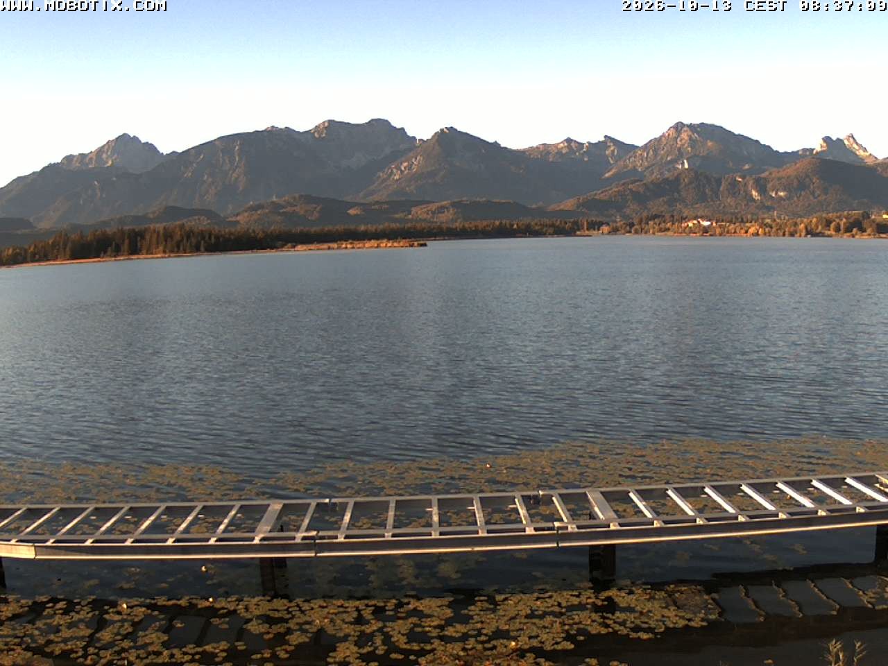 Archived image Webcam Hopfensee: View from Restaurant Fischerhütte
