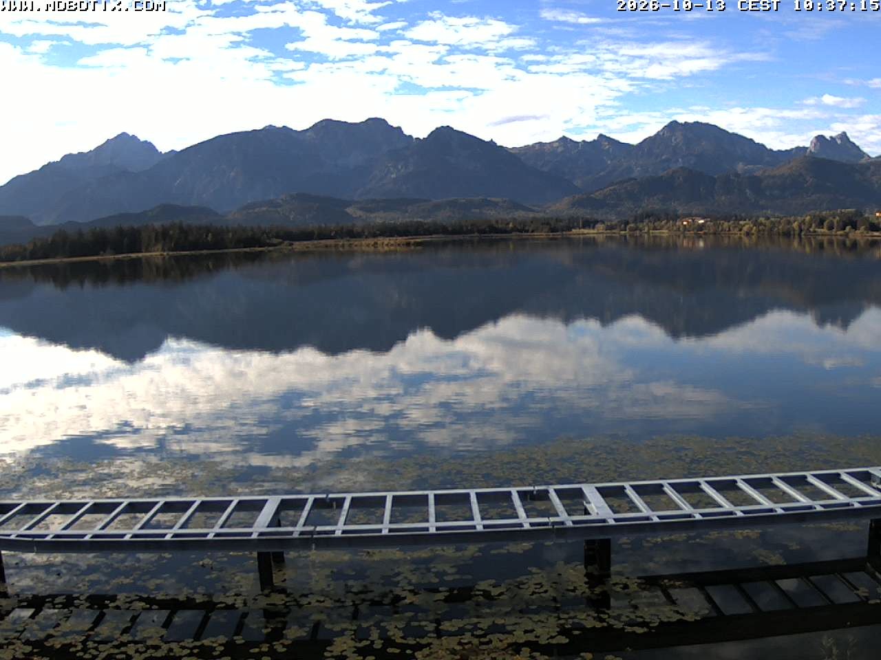 Archived image Webcam Hopfensee: View from Restaurant Fischerhütte