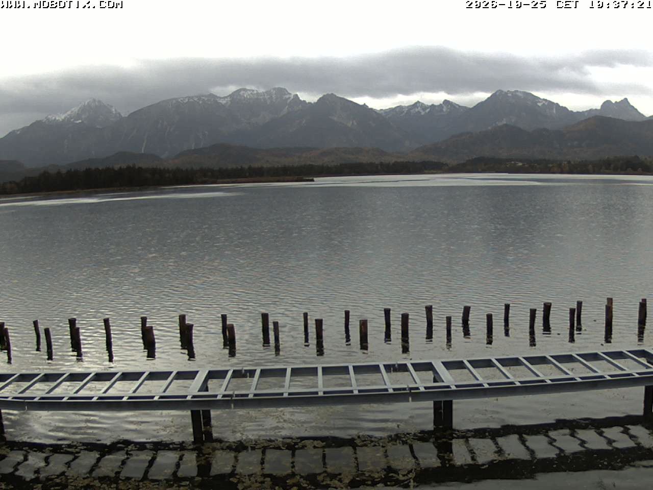 Archived image Webcam Hopfensee: View from Restaurant Fischerhütte