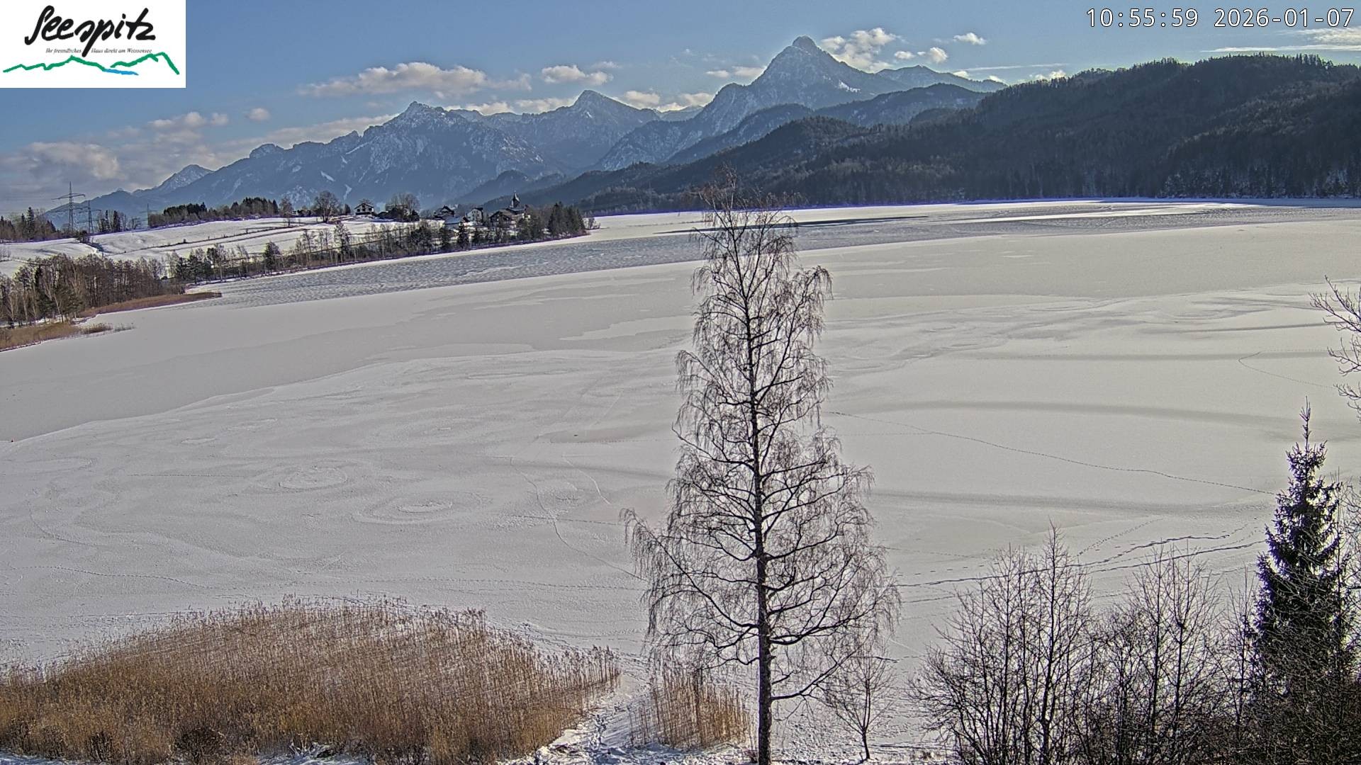 Archiv Foto Webcam Füssen: Blick auf den Weißensee vom Hotel Seespitz