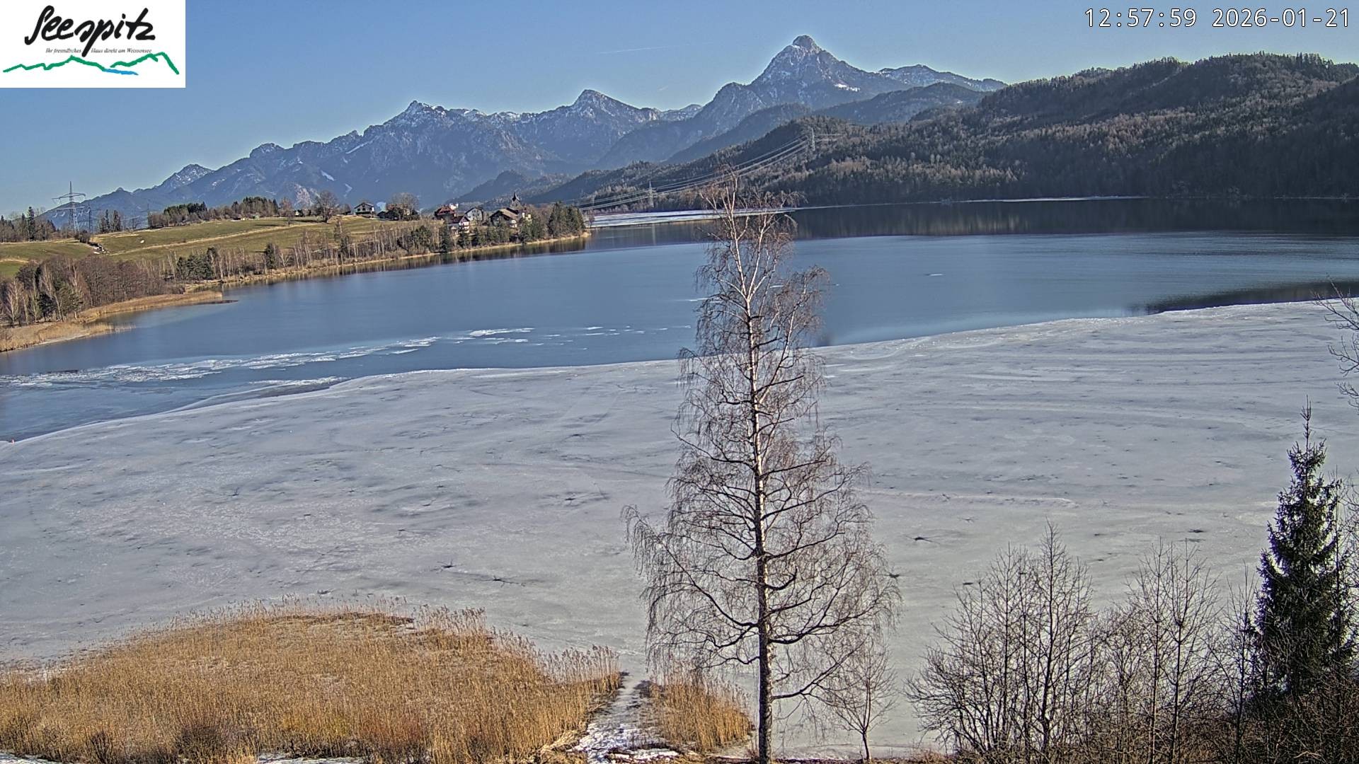 Archiv Foto Webcam Füssen: Blick auf den Weißensee vom Hotel Seespitz