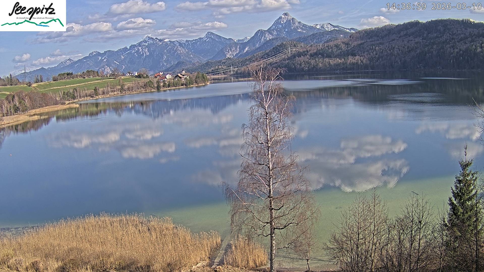 Archiv Foto Webcam Füssen: Blick auf den Weißensee vom Hotel Seespitz