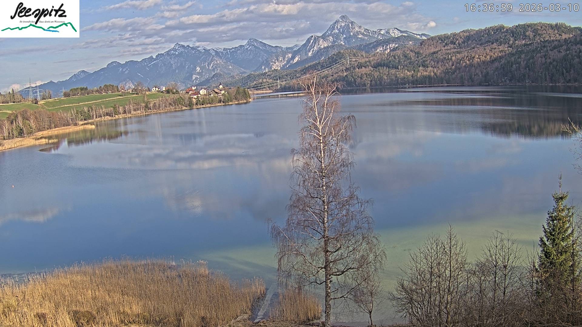 Archiv Foto Webcam Füssen: Blick auf den Weißensee vom Hotel Seespitz