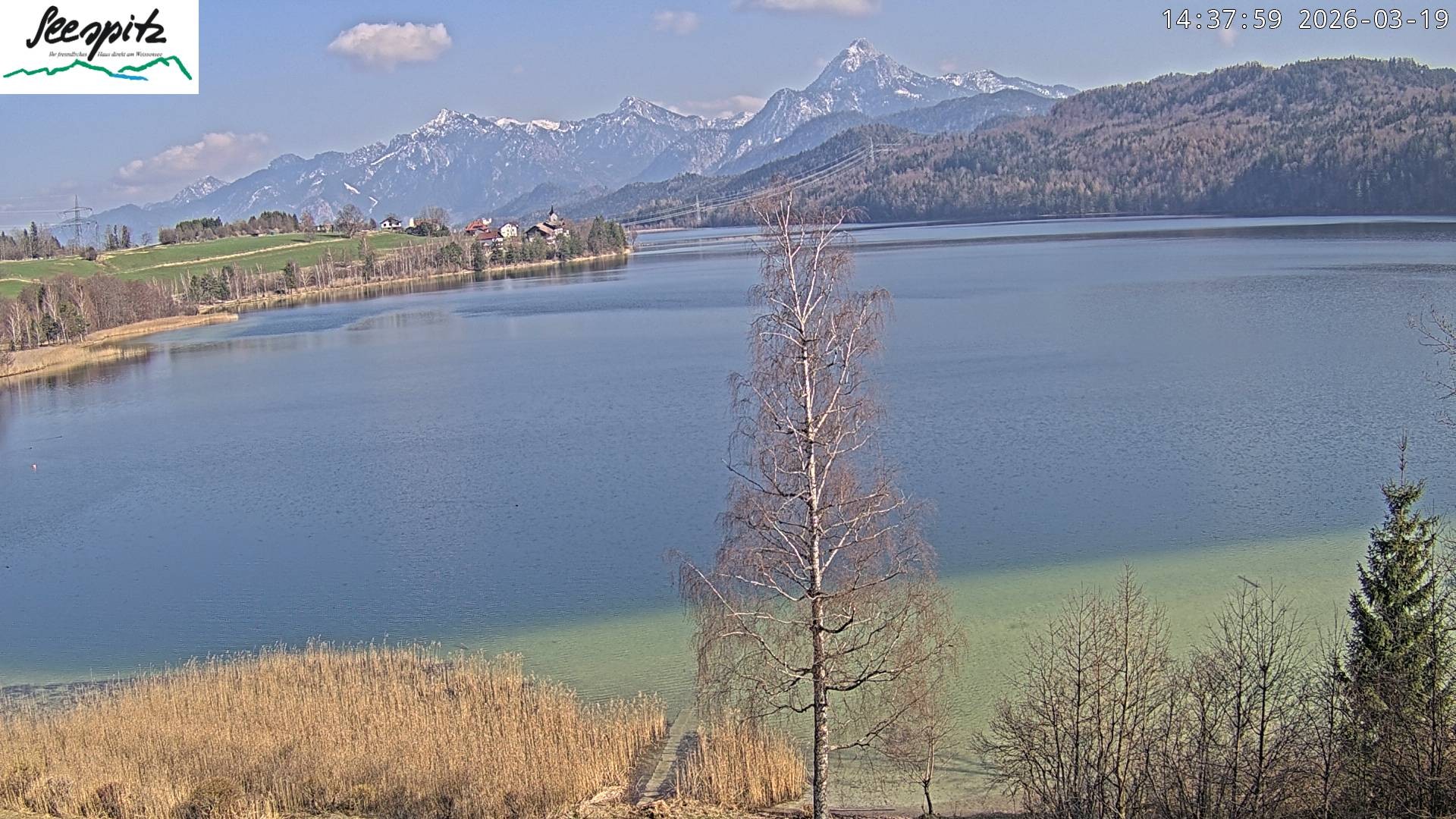 Archiv Foto Webcam Füssen: Blick auf den Weißensee vom Hotel Seespitz