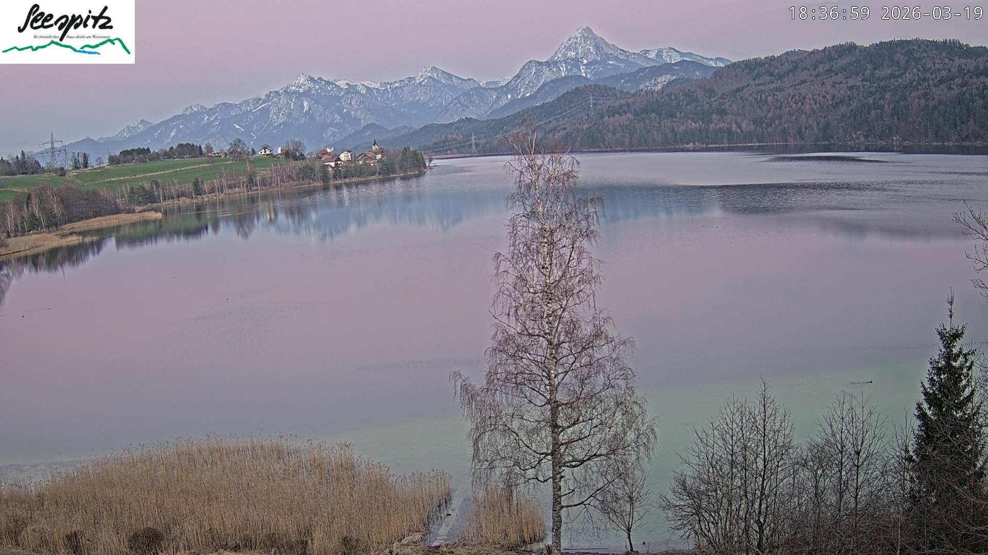 Archiv Foto Webcam Füssen: Blick auf den Weißensee vom Hotel Seespitz