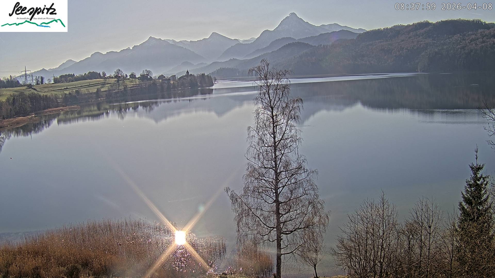 Archiv Foto Webcam Füssen: Blick auf den Weißensee vom Hotel Seespitz