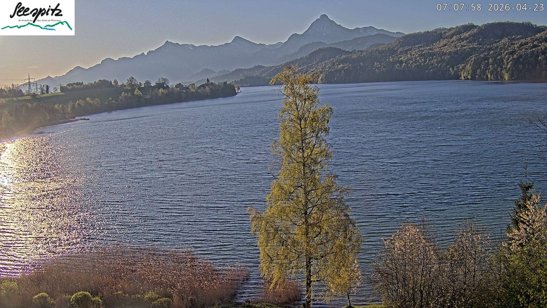 Archiv Foto Webcam Füssen: Blick auf den Weißensee vom Hotel Seespitz