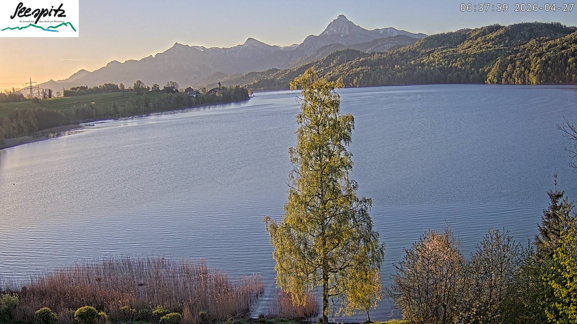Archiv Foto Webcam Füssen: Blick auf den Weißensee vom Hotel Seespitz