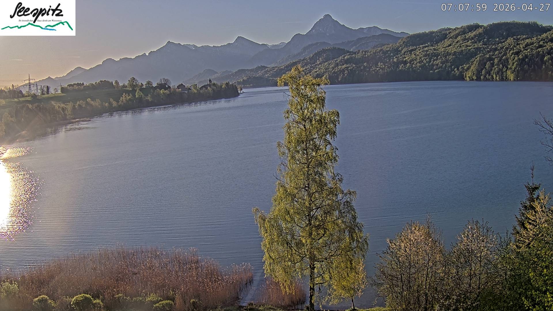 Archiv Foto Webcam Füssen: Blick auf den Weißensee vom Hotel Seespitz