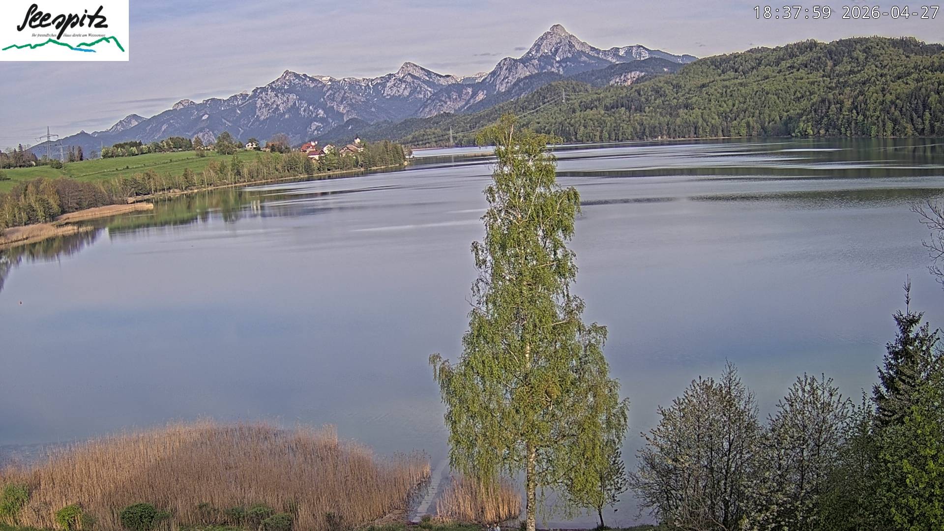 Archiv Foto Webcam Füssen: Blick auf den Weißensee vom Hotel Seespitz