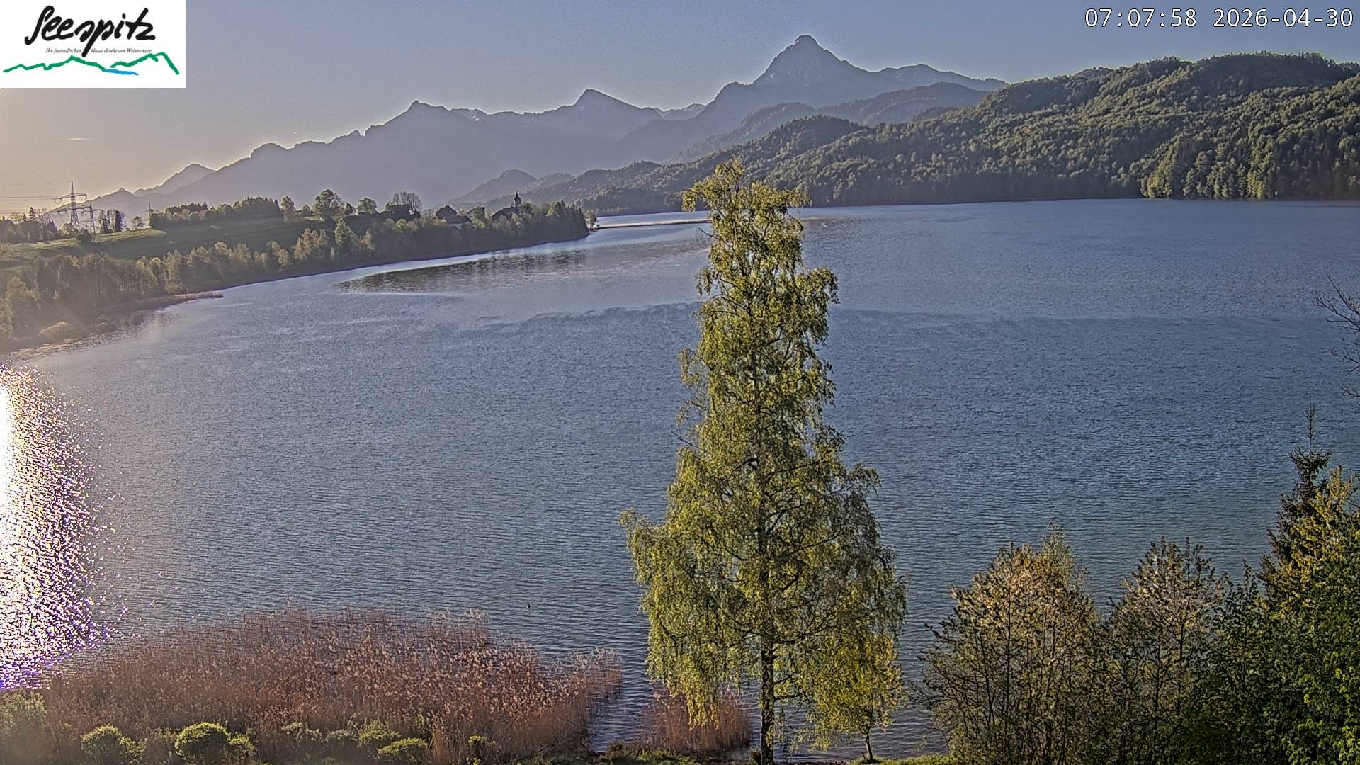 Archiv Foto Webcam Füssen: Blick auf den Weißensee vom Hotel Seespitz