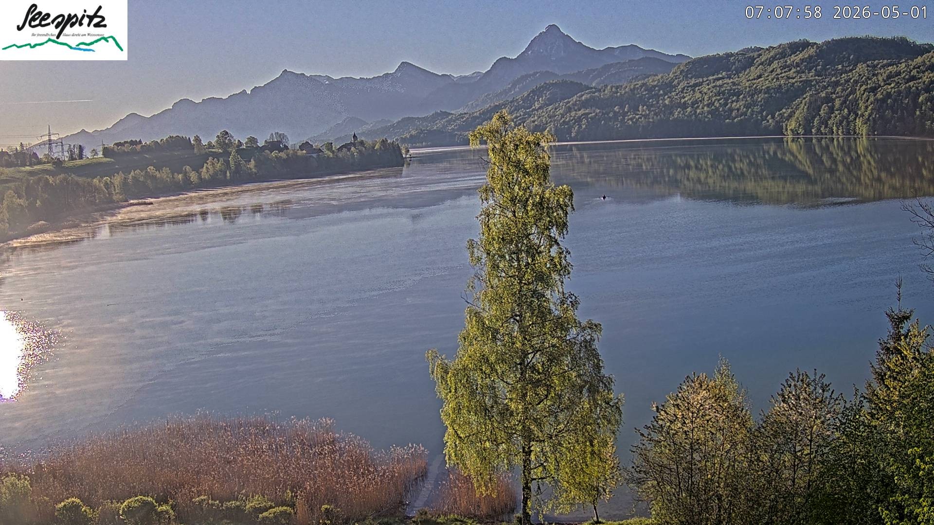 Archiv Foto Webcam Füssen: Blick auf den Weißensee vom Hotel Seespitz