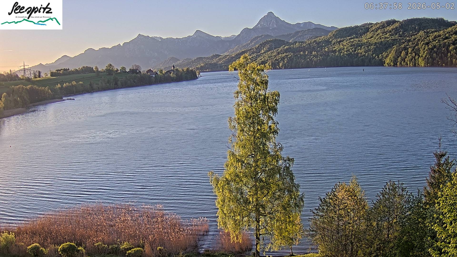 Archiv Foto Webcam Füssen: Blick auf den Weißensee vom Hotel Seespitz