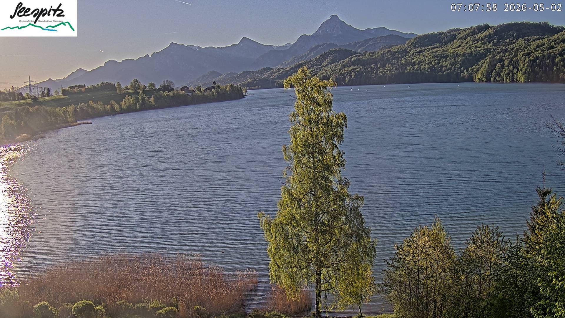 Archiv Foto Webcam Füssen: Blick auf den Weißensee vom Hotel Seespitz