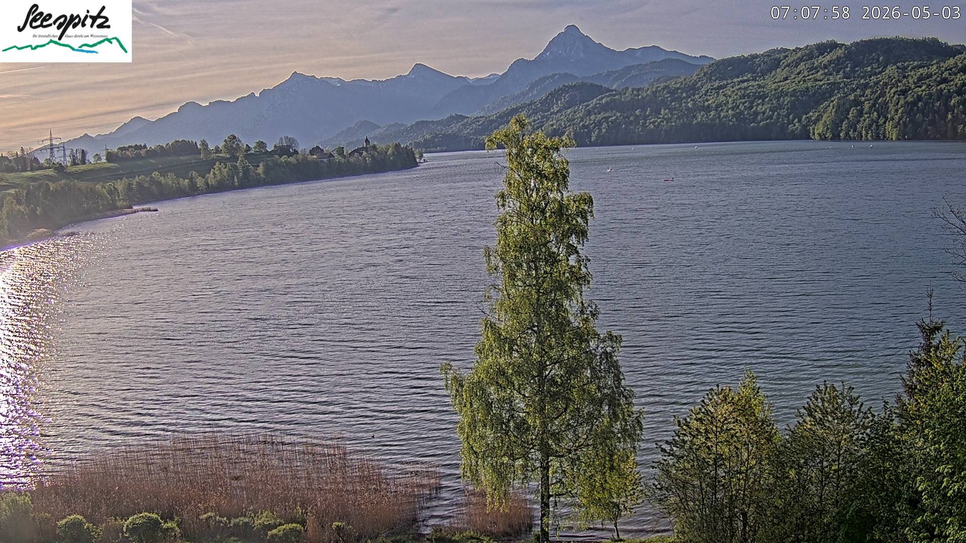 Archiv Foto Webcam Füssen: Blick auf den Weißensee vom Hotel Seespitz