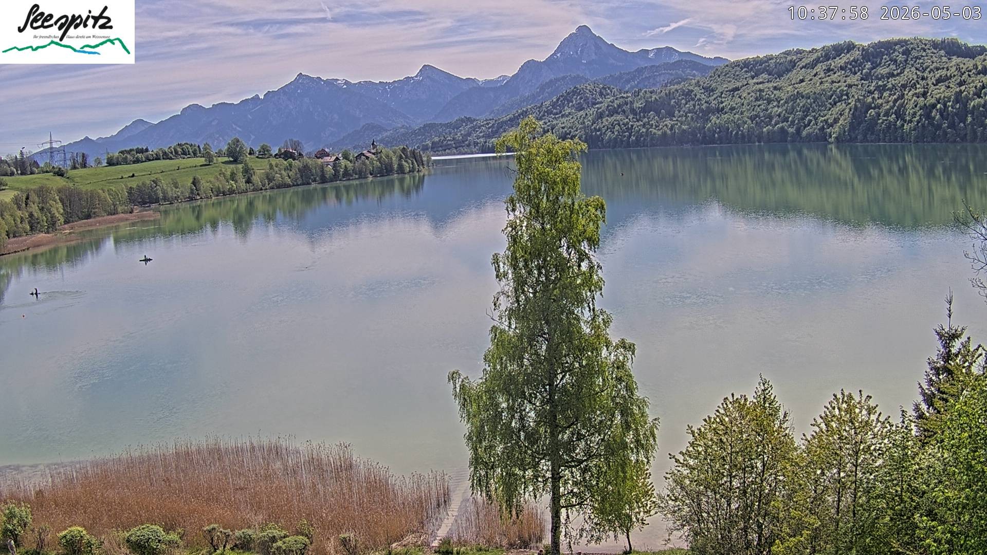Archiv Foto Webcam Füssen: Blick auf den Weißensee vom Hotel Seespitz