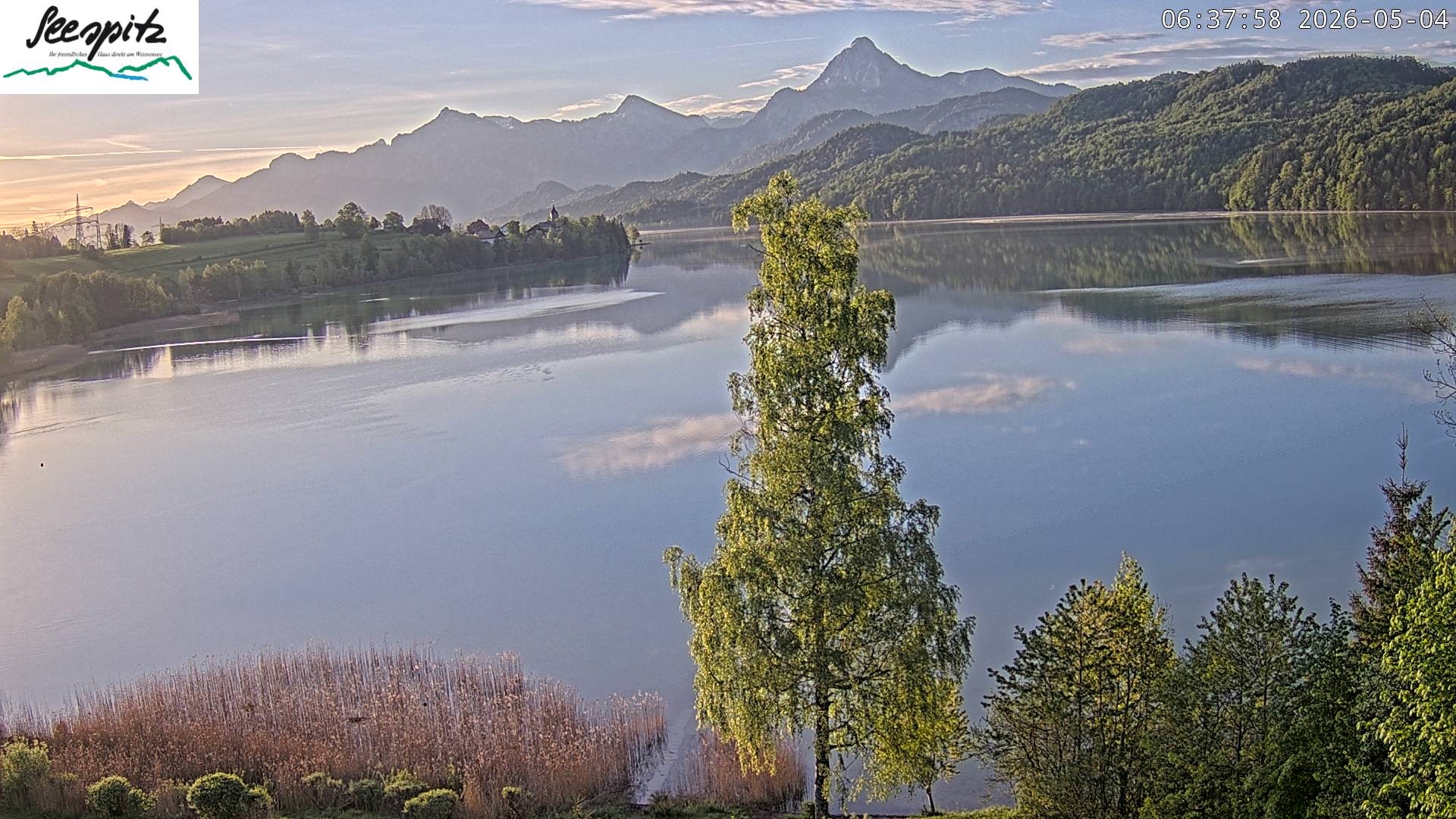 Archiv Foto Webcam Füssen: Blick auf den Weißensee vom Hotel Seespitz