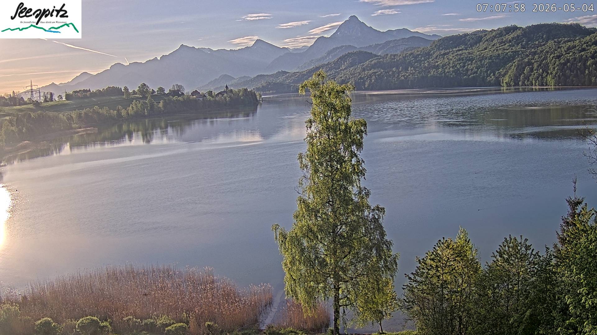 Archiv Foto Webcam Füssen: Blick auf den Weißensee vom Hotel Seespitz