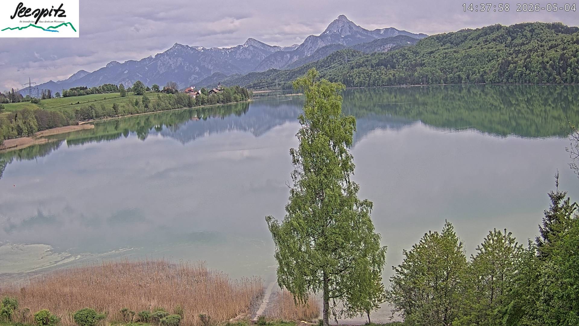 Archiv Foto Webcam Füssen: Blick auf den Weißensee vom Hotel Seespitz