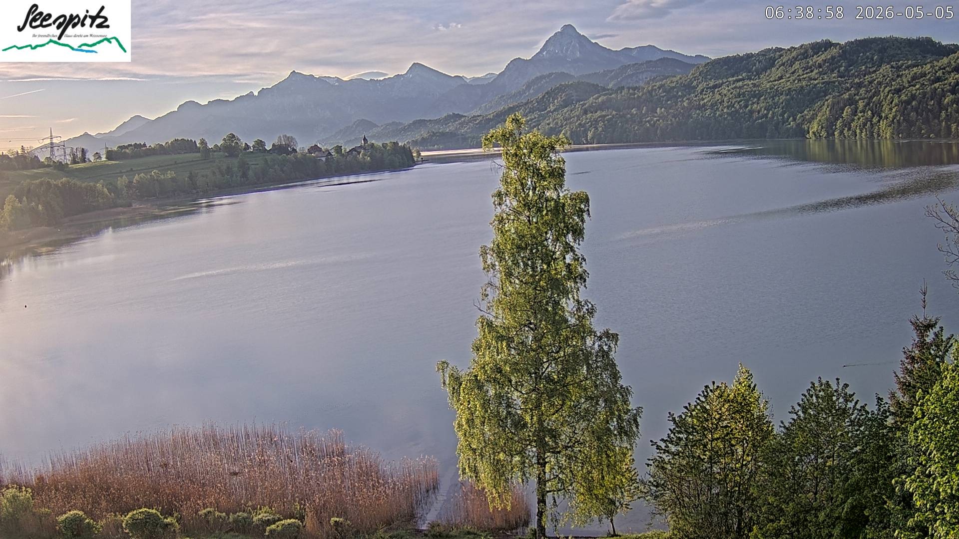 Archiv Foto Webcam Füssen: Blick auf den Weißensee vom Hotel Seespitz