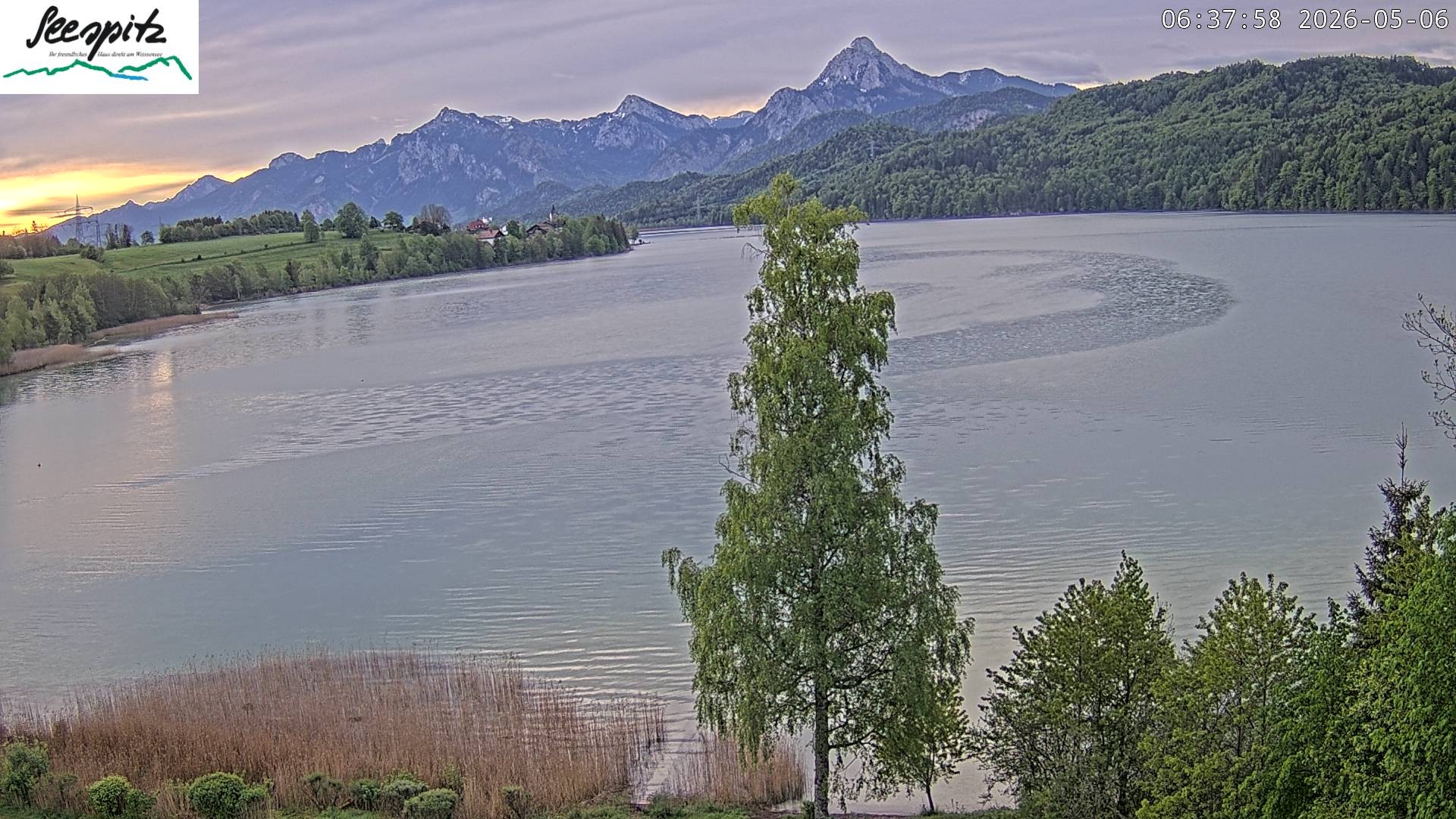 Archiv Foto Webcam Füssen: Blick auf den Weißensee vom Hotel Seespitz